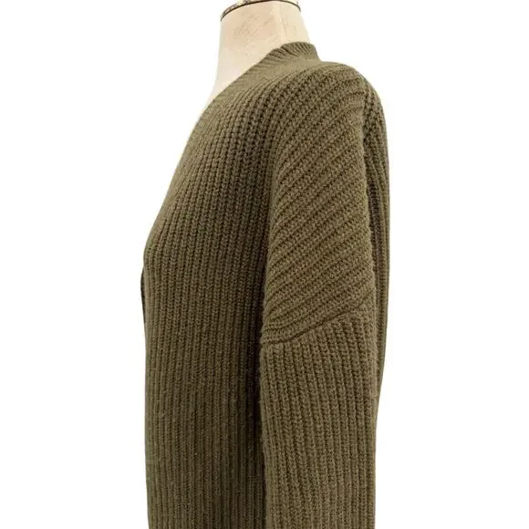 Staud Matilda Cardigan Green Wool Blend Button Front Chunky Knit Women Small - Picture 6 of 12
